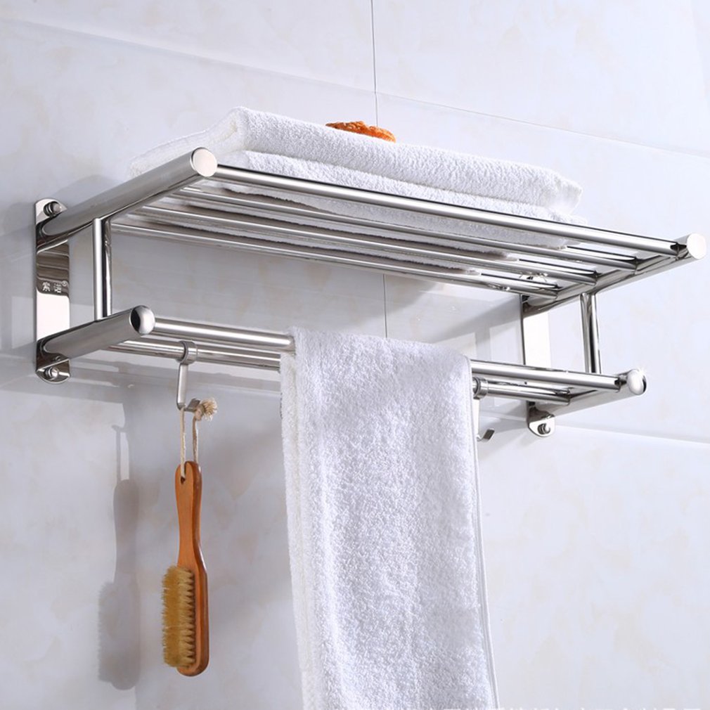 Étagère à serviettes de salle de bain 61 cm - Porte-serviettes en acier inoxydable