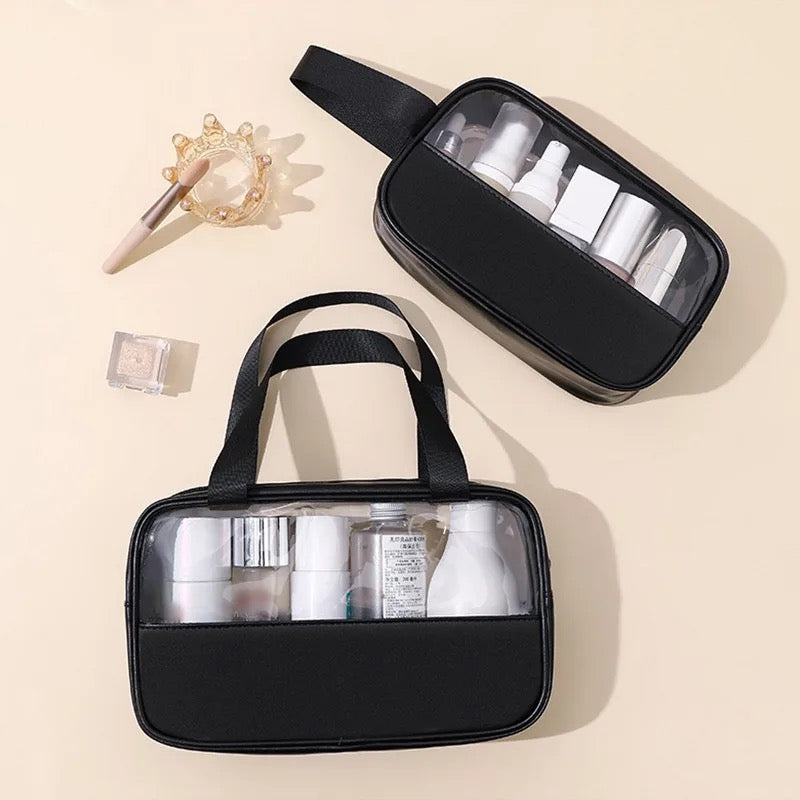 Ensemble de 3 trousses de maquillage transparentes - Organisation stylée pour vos produits de beauté !